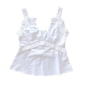 Never a wallflower white ruffle spaghetti strap crop tank top size xs